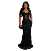 Wear Solid Color Sequ Sling Maxi Dress